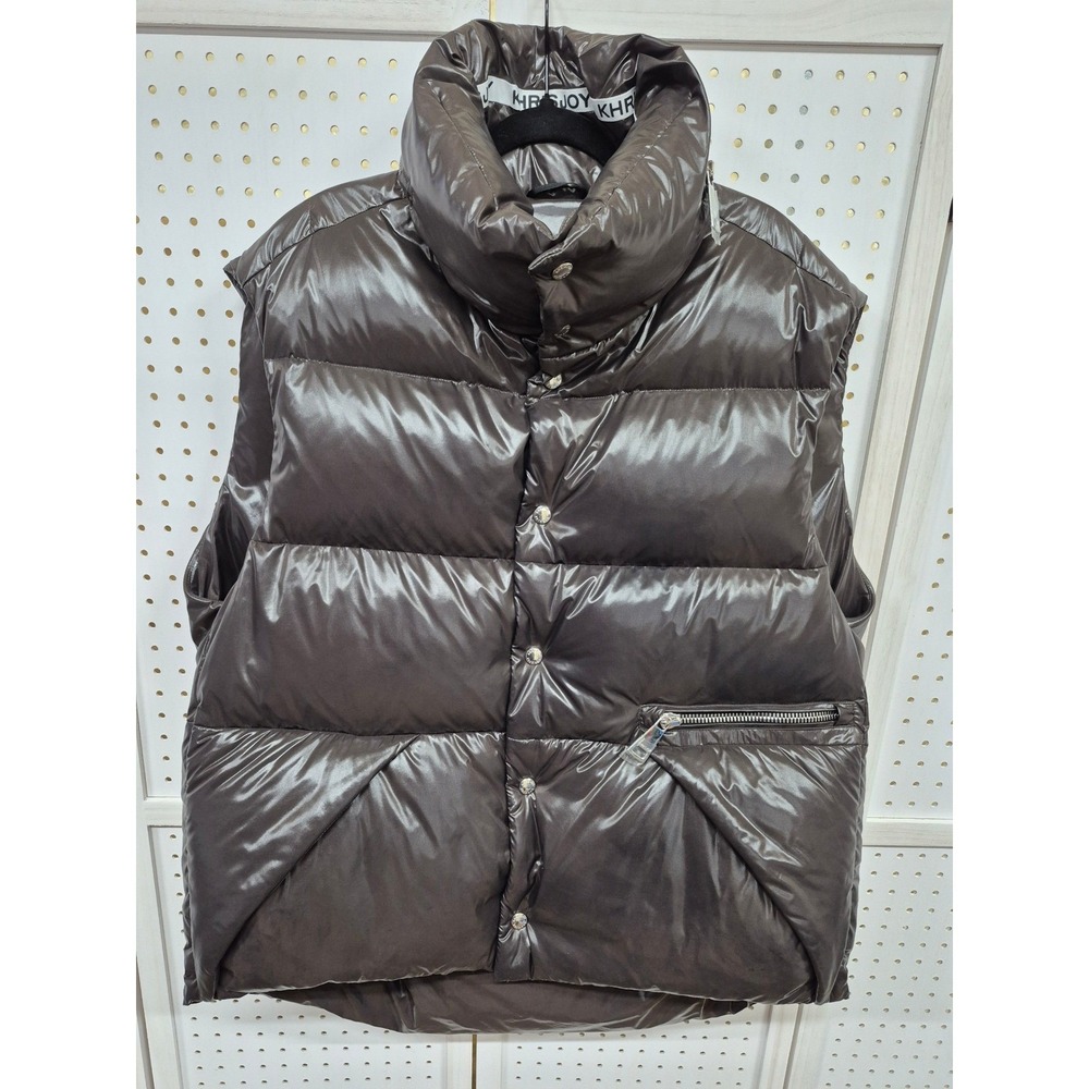 Khrisjoy Brown Shiny Puffer Vest Down Filled Made in Italy Size 0 XS/S